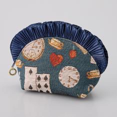 ゴブランフリルポーチ（アリス×紺）