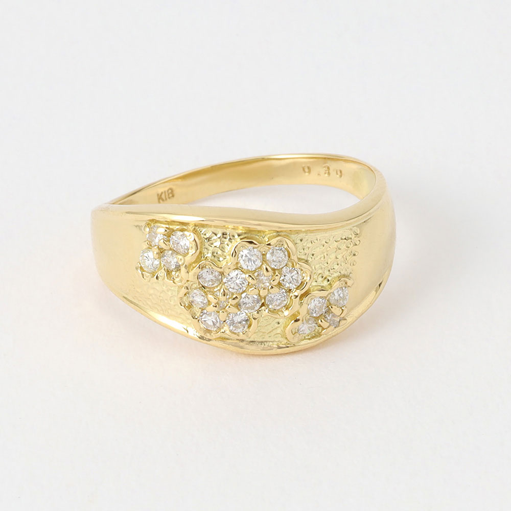 K18 0．3ctダイヤフラワーリング