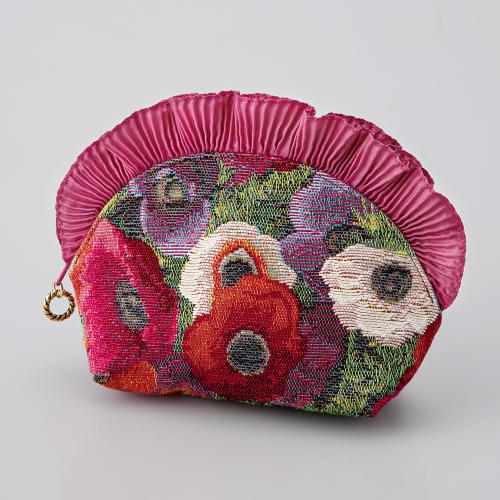 ゴブランフリルポーチ（アネモネ×赤）