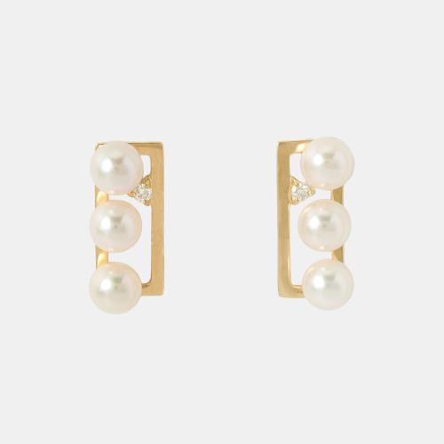 K18アコヤ真珠ダイヤピアス