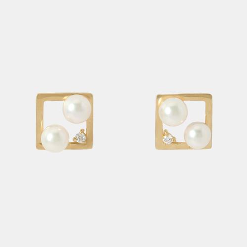 K18アコヤ真珠ダイヤピアス