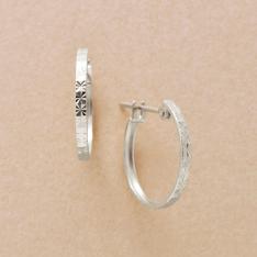 フラワーカットスリムフープピアス