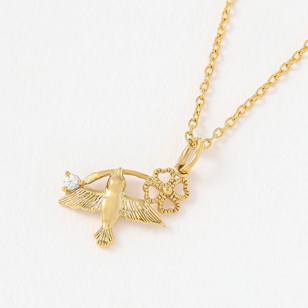 クローバーと鳥ペンダント