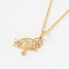 クローバーと鳥ペンダント