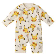 モンポケ ピカチュウ総柄プリントロンパース