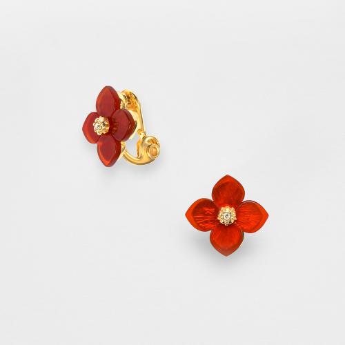 カーネリアン フラワー イヤリング
