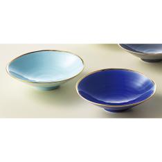 〈はんなり〉波佐美焼浅鉢（金清流（みずいろ：青））