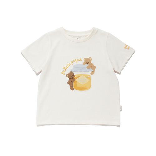 ［KIDS］はちみつベア柄ワンポイントTシャツ 90→120