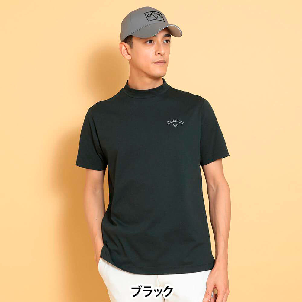 メンズ 天竺 バックプリント 半袖 モックネックシャツ C25134122 2025年モデル M→3L