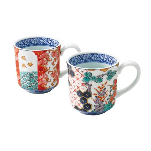〈美濃焼〉染錦古伊万里ペアマグカップ