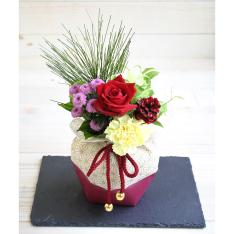 画像生花 スタンディングブーケ 華巾着