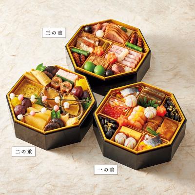美品！金沢『箔一』重箱 菓子器　扇子絵柄 2段重ね お節料理などに 金沢『箔一』重箱 菓子器 扇子絵柄 2段重ね お節料理などに 三
