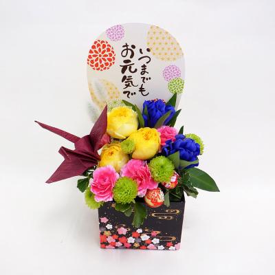 ハンドメイド　パンフラワー　パンアート　トルコ桔梗フラワーアレンジ花瓶付き ハンドメイド パンフラワー パンアート トルコ桔梗フラワーアレンジ