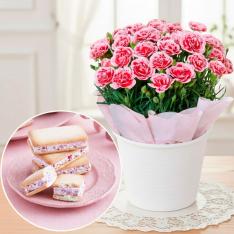 【母の日】生花　カーネーションとあまおうバターサンド