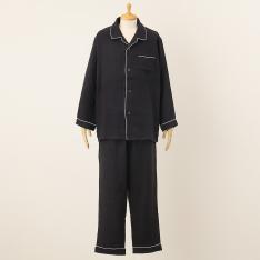 マシュマロガーゼ パイピング メンズパジャマ ブラック