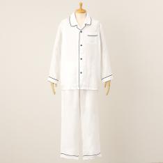 マシュマロガーゼ パイピング メンズパジャマ ホワイト