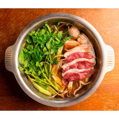 【母の日】河内鴨のクレソン鍋セット　風呂敷包み　2〜3人前