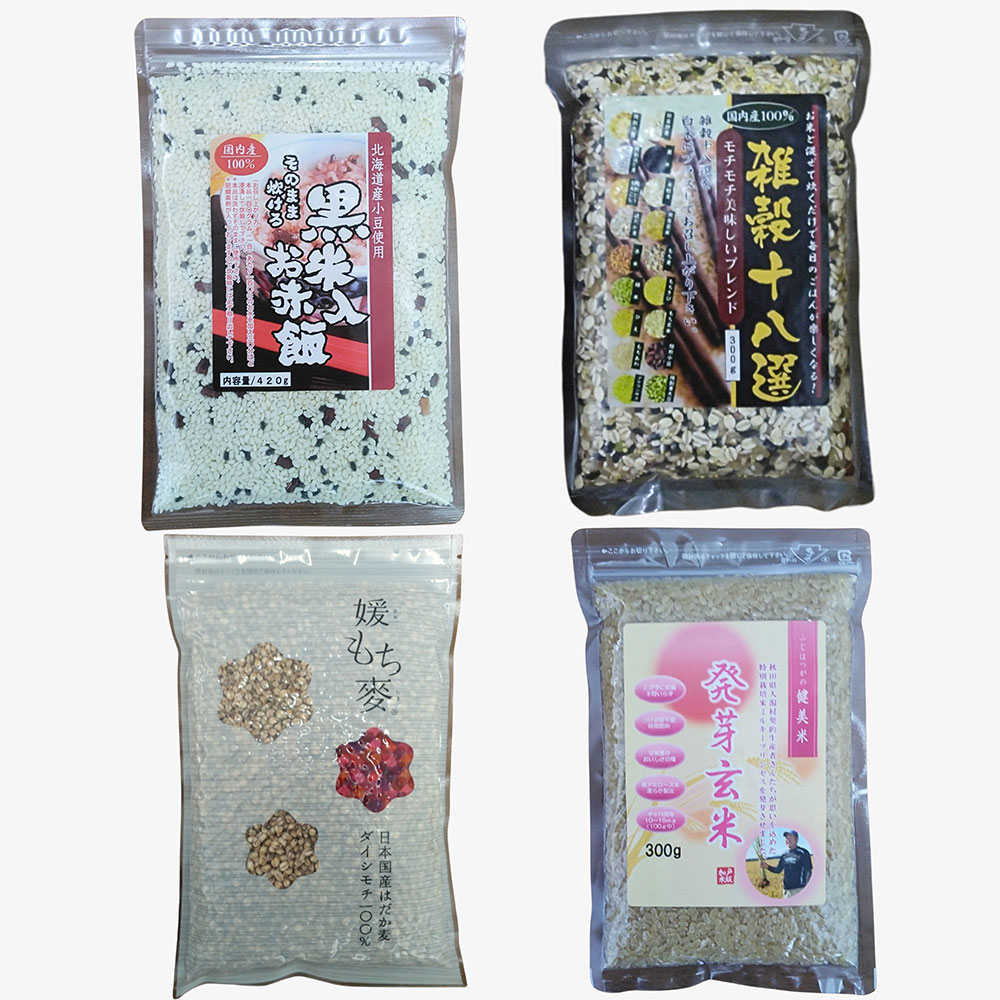 福袋 こだわり国産素材の雑穀ごはんセット(赤飯・十八穀・もち麦・発芽玄米)