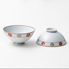 陶遊窯　染錦丸紋　組飯碗