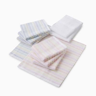 泉州カラーストライプ・白フェイスタオル 10枚セット福袋