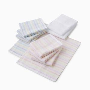 泉州カラーストライプ・白フェイスタオル 10枚セット福袋　　