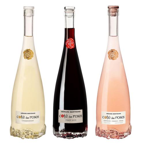 美しいバラ型の瓶底が魅力 白・赤・ロゼワイン3本セット福袋