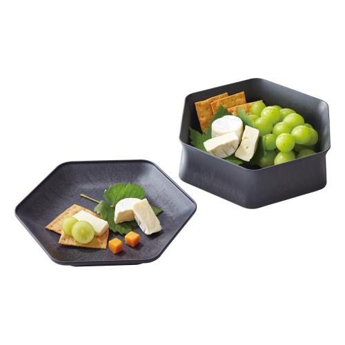 〈エイラス〉深鉢ロッカク大・平皿ロッカク大セット