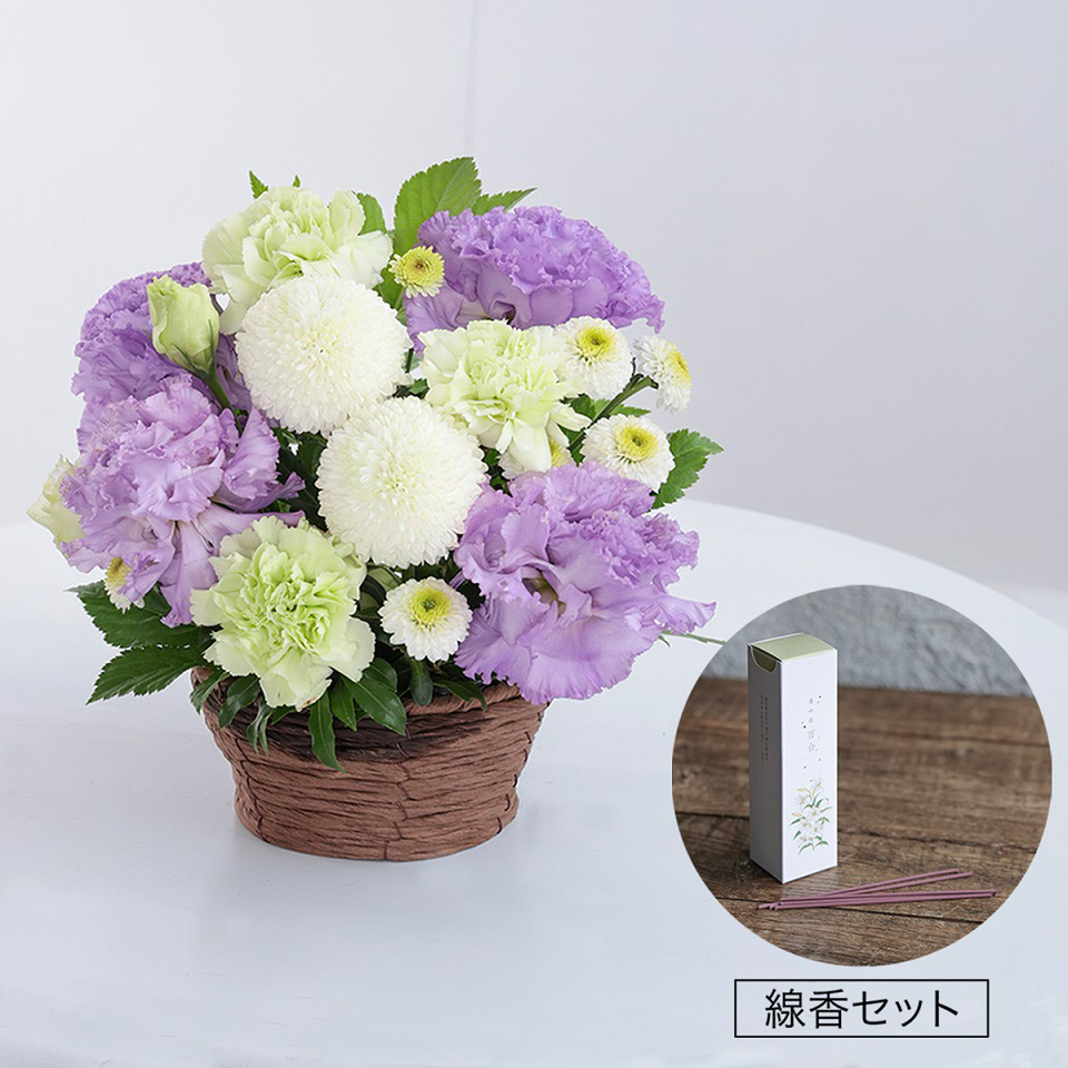 お盆のお花「夏空-なつぞら-」カラータイプお線香セット