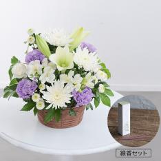 お盆のお花「風花-かざはな-」カラータイプ お線香セット