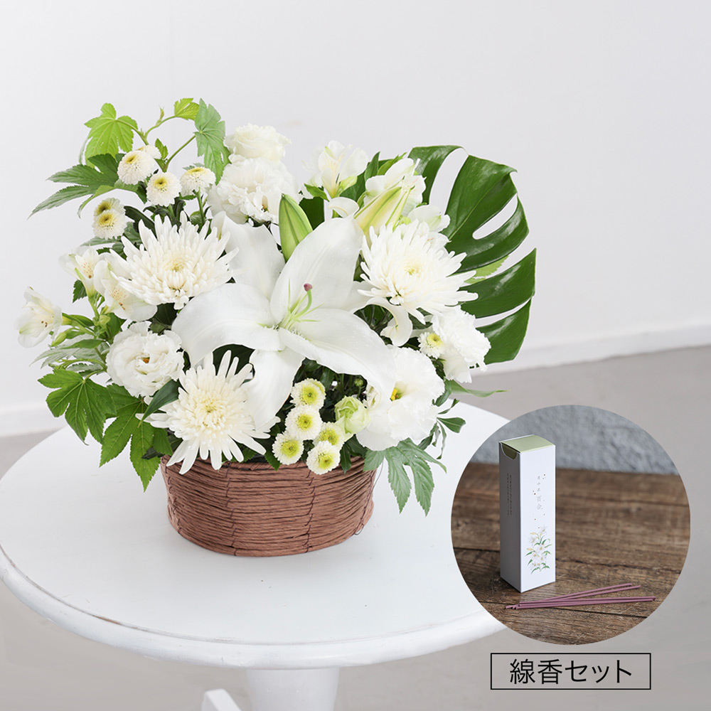 お盆のお花「夏霞-なつがすみ-」お線香セット