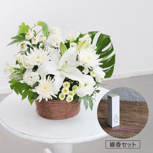 お盆のお花「夏霞-なつがすみ-」お線香セット