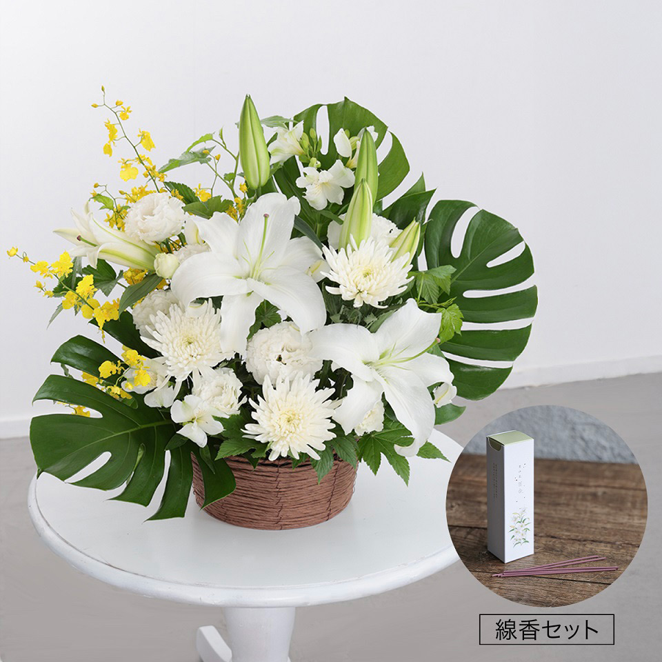 お盆のお花「夕凪-ゆうなぎ-」お線香セット