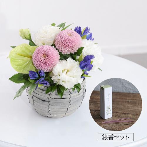 お盆のお花「涼風-すずかぜ-」お線香セット