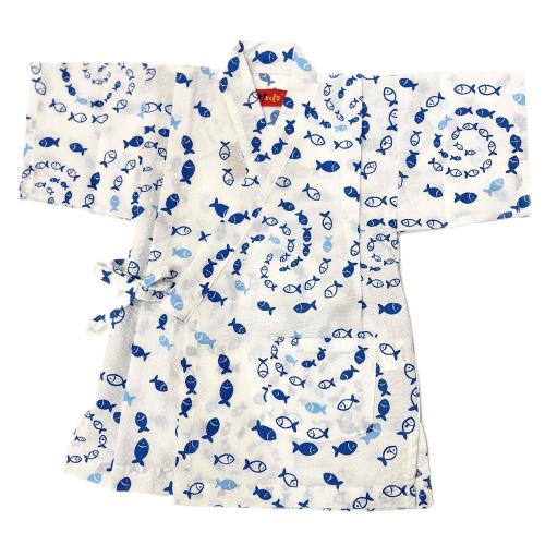 ＜竹とんぼ＞甚平 さかな柄（白） 90cm→120cm