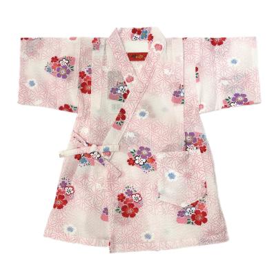 <竹とんぼ>甚平 なでしこ柄(白) 90cm→120cm