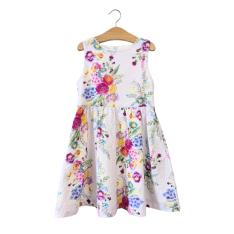 ストライプフラワープリントノースリーブワンピース 100cm→130cm