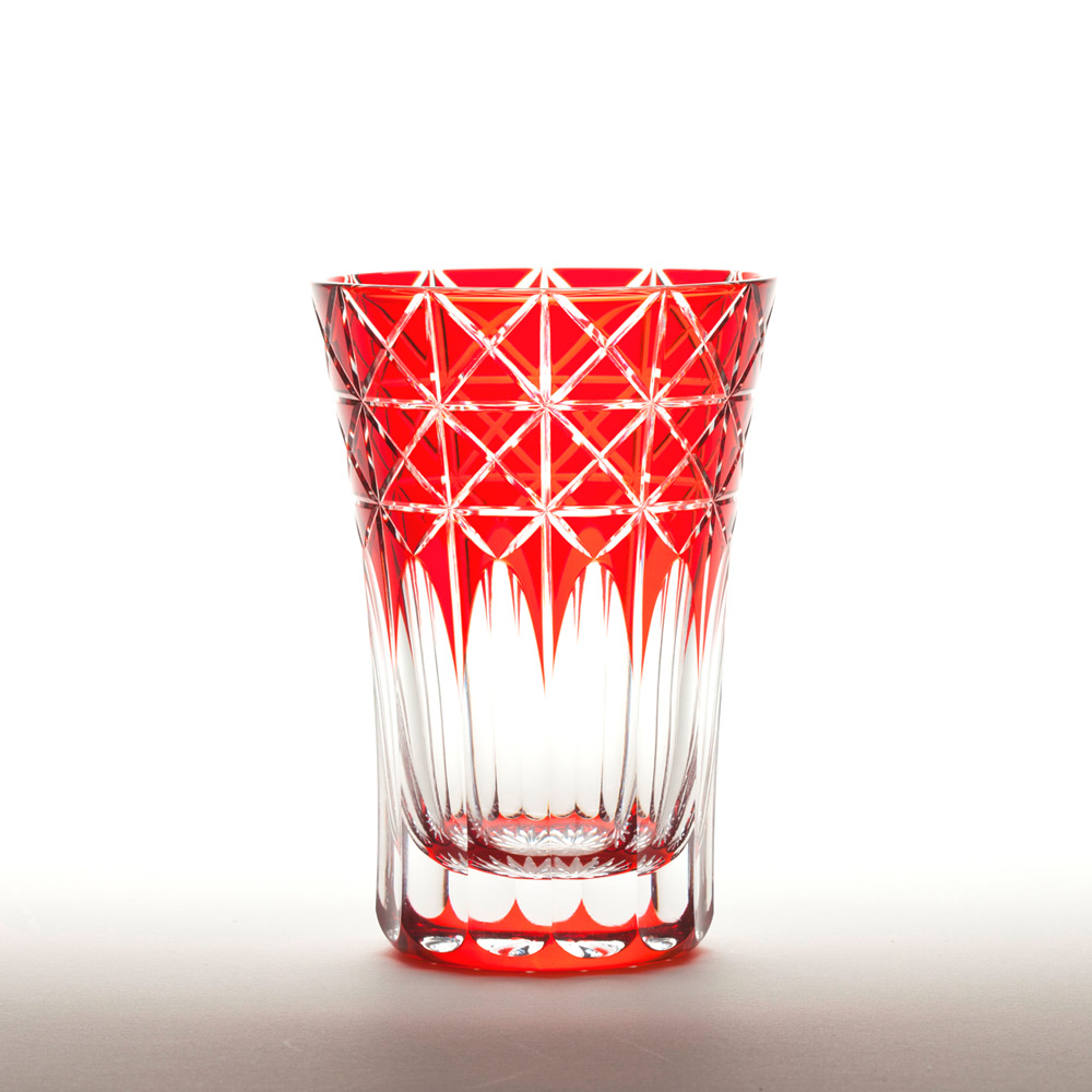 菱鱗重文様天開タンブラー（アカ）