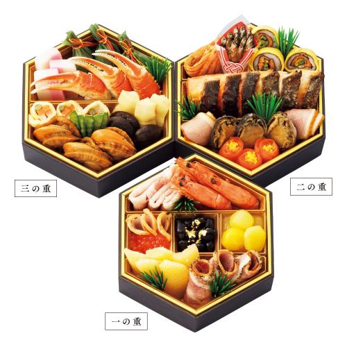 〈わらびの里〉ミニおせち料理 六角三段重