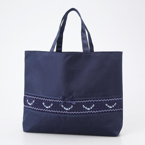 ナイロン製スモッキング刺繍レッスンバッグ クラシックブルー