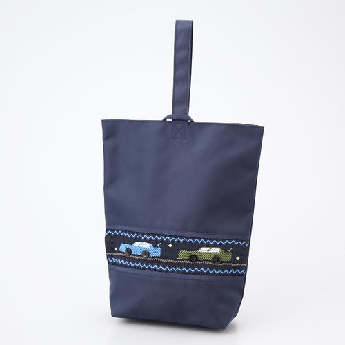 ナイロン製スモッキング刺繍シューズバッグ レーシングカー