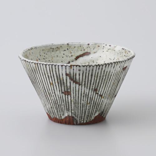 越前　山月窯（村田紀之）わら灰釉　しのぎヌードルカップ　中