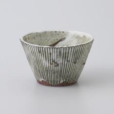 越前　山月窯（村田紀之）わら灰釉　しのぎヌードルカップ　小