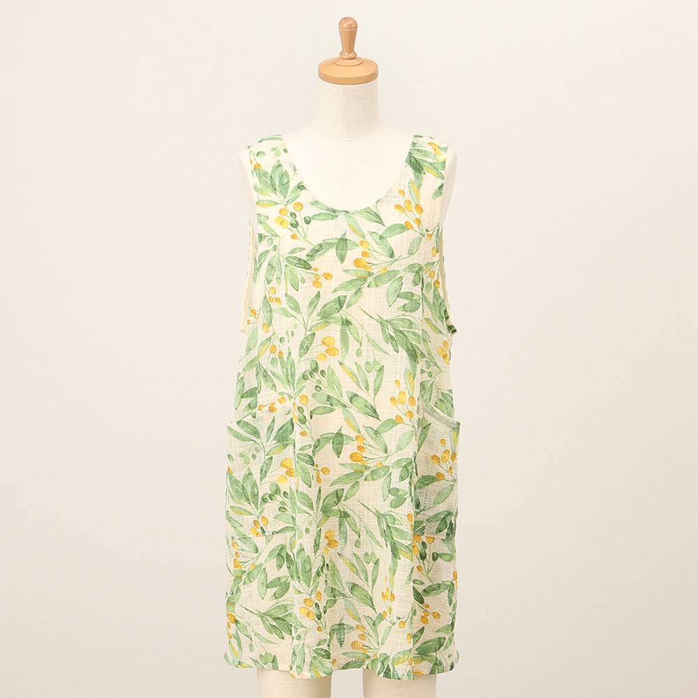 オリーブ　背付きエプロン