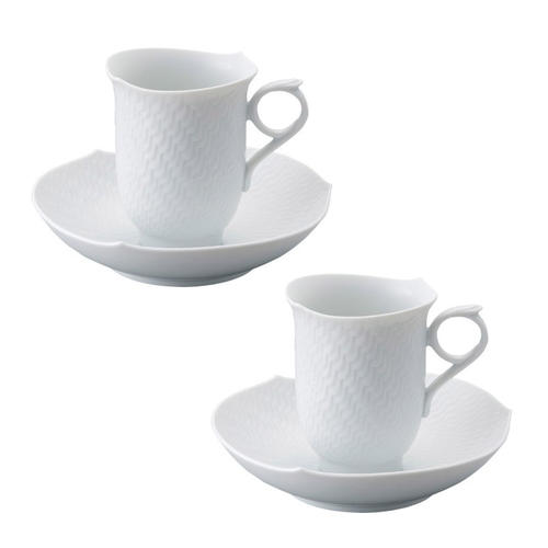 波の戯れ ホワイト ペア コーヒーカップ&ソーサー