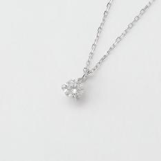 K18WG台0．12ctダイヤペンダント