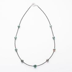 【母の日】黒蝶真珠 8mm珠 バロック ステーション ネックレス（60cm）