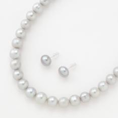 淡水パールグレー系ネックレス・ピアス