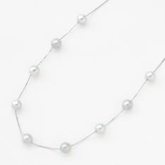 Ptナチュラルグレーアコヤ真珠ステーションネックレス