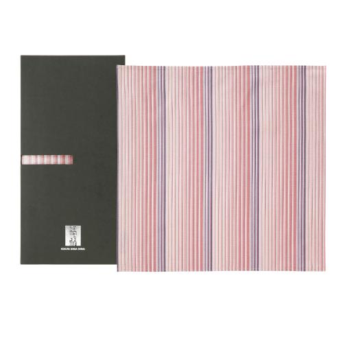 〈小倉　縞縞〉小風呂敷・ハンカチ 紅の調べ（べにのしらべ）