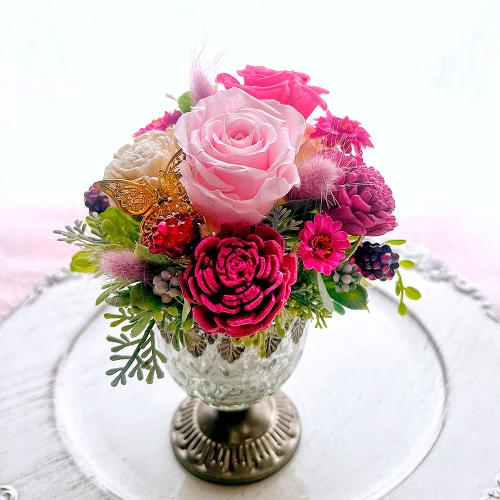 【母の日】ローズアレンジ（アンティークカップ）